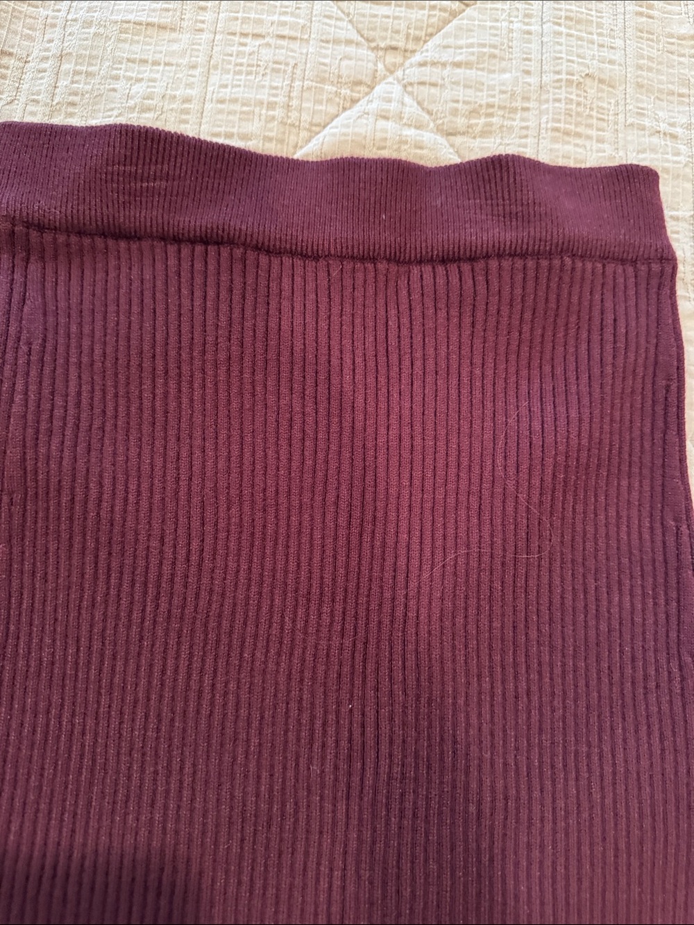 She + Sky Ribbed Midi Skirt in Burgundy - Picture 4 of 5